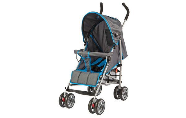 five point harness umbrella stroller Dream On Me Journey, Lightweight Umbrella Stroller in Blue and Gray
