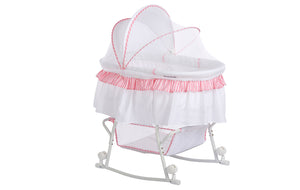 Dream On Me Lacy, Portable 2 in 1 Bassinet and Cradle in Pink and white