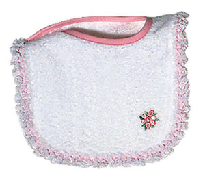 Raindrops_Girl_Appliqued_Lace_Bib_White/Pink_BibsNBeyond