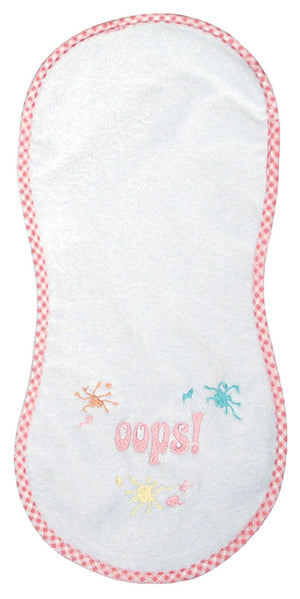 Raindrops_Oops_Embroidered_Burp_Cloth_Pink_BibsNbeyond