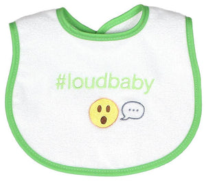 Raindrops_Loudbaby_Hashtag_Bib_Lime_Green_BibsNBeyond