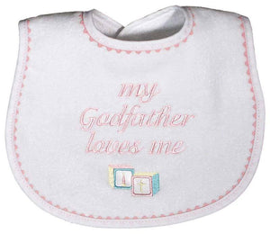 Raindrops_My_Godfather_Loves_Me_Embroidered_Bib_Pink_BibsNBeyond