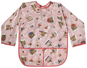 Raindrops_Pre-school_Art_Smock-Pink_Princess_Girl_Print_BibsNBeyond