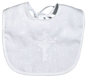 Raindrops_Satin_Christening_Celtic_Embroidered_Unisex_Bib_BibsNBeyond